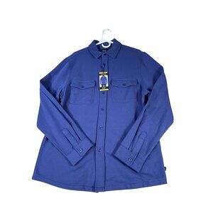 NEW Gap Blue Long-Sleeve Button-Up Shirt Men's Medium Cotton Blend Stretch Knit